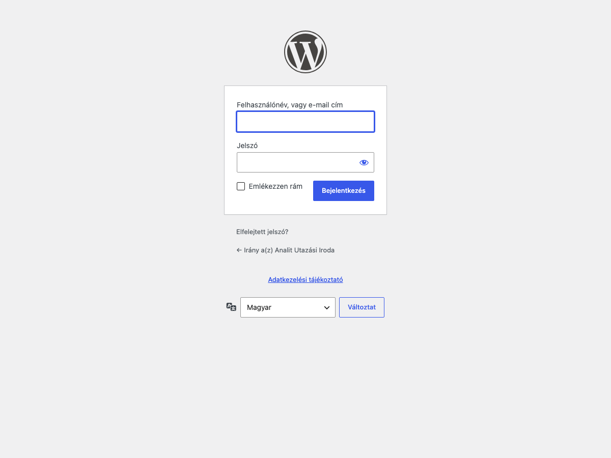 Bejelentkezés a WordPress szerkesztőfelületre